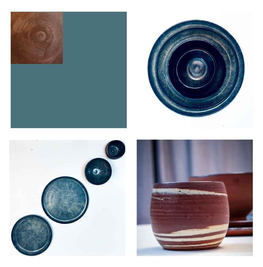 Umi Sets: 2 Plates, Bowl, Nerikomi Tea Cup