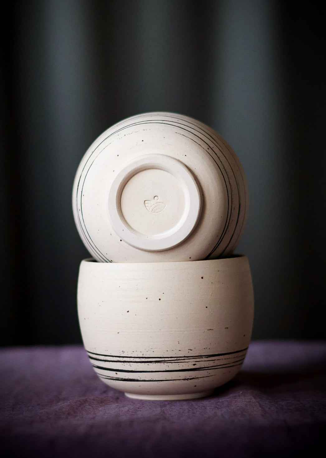 Czarki Edo (200-300 ml) Białe z paskami
