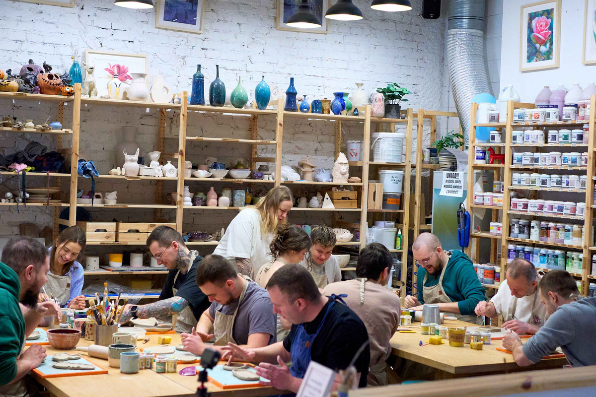 Mug painting or making items for a group of up to 14 people
