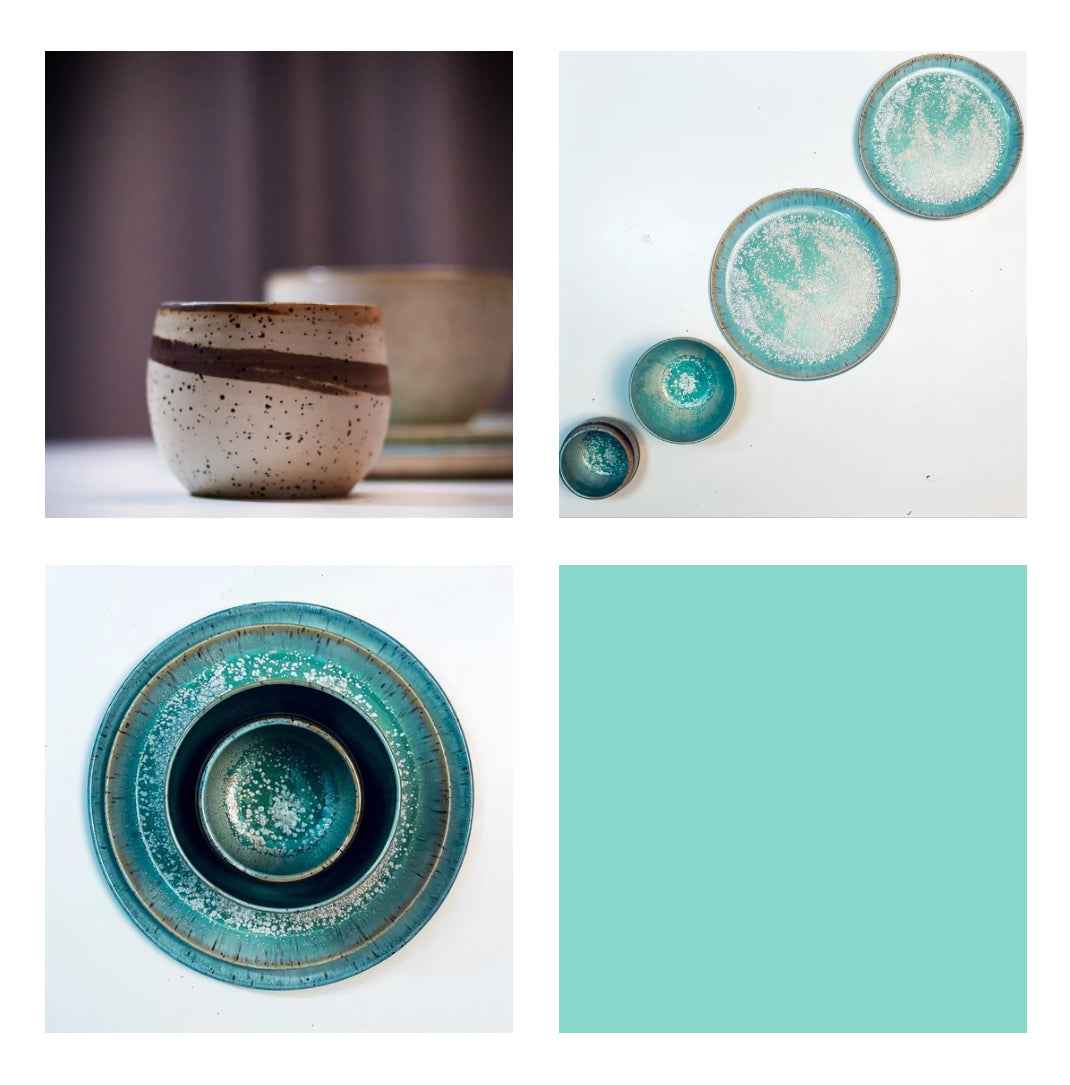 Umi Sets: 2 Plates, Bowl, Nerikomi Tea Cup