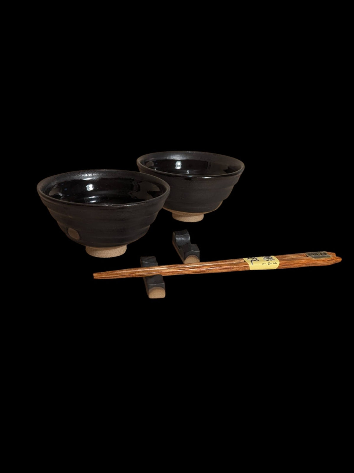Set of Two Rice Bowls with Chopstick Rests. Donburi + Hashioki - Alike Pottery Studio