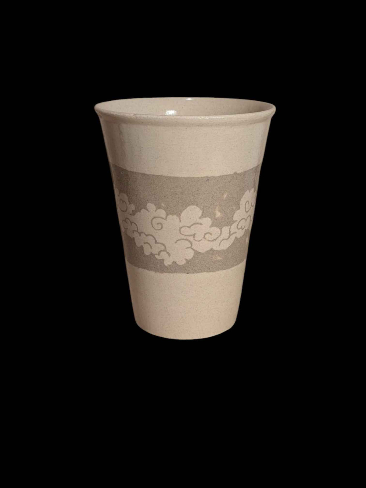 Handleless mug with cloud motif (mishima)