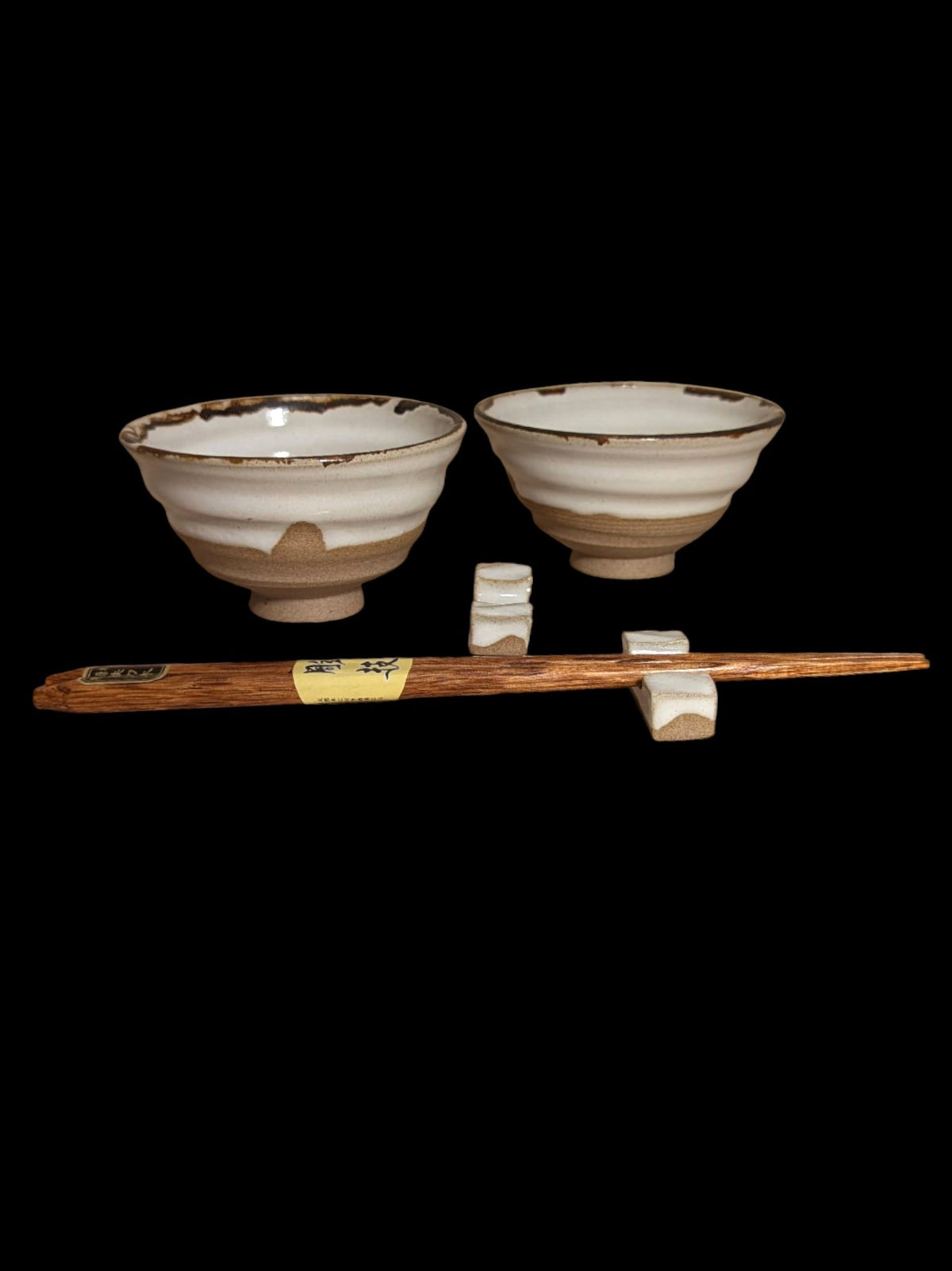 Set of Two Small Bowls with Chopstick Rests. Kobachi + Hashioki - Alike Pottery Studio