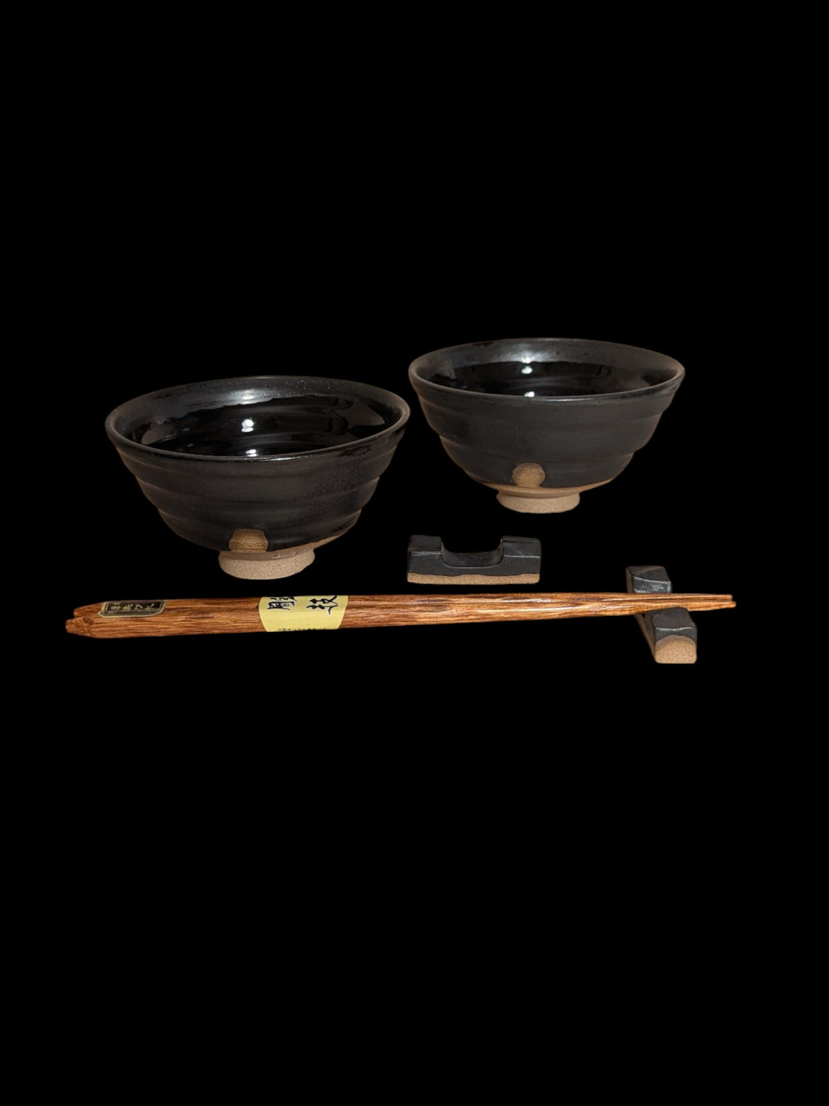 Set of Two Rice Bowls with Chopstick Rests. Donburi + Hashioki - Alike Pottery Studio